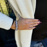 Crystal Circles Stretch Bracelet in Pink/Grey