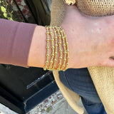 Beaded Ball Trio Stretch Bracelet in Gold