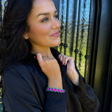 Crystal Circles Stretch Bracelet in Fuchsia/Green