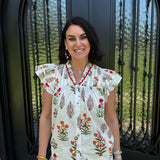 Mickie Floral Top in Cream