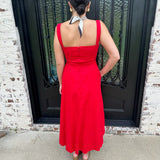 Blaine Corset Bodice Maxi Dress in Red
