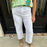 Tractr High Rise Barrel Crop in White