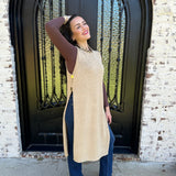 Bali Side Button Open Sweater Dress in Oak Latte