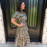 Combo Dress in Brown