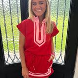 Megan Red & Pink Top & Skort Set