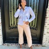 Vilagallo White Linen Button Up with Jumping Fish