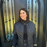 Anorak Quilted Chevron Short Sleeve Jacket in Black