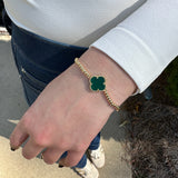 Single Color Clover Stretch Beaded Bracelet in Multiple Colors