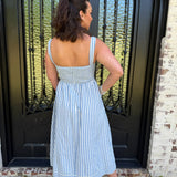 Saylor Striped Midi Dress in Blue & White