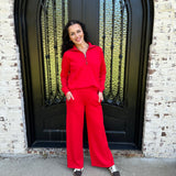 Spanx AirEssentials Wide Leg Track Pant in Red