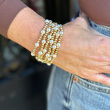 Beaded Stretch Bracelet with Large Pearls in Gold
