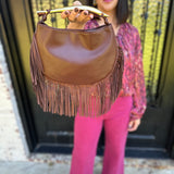 Leather Fringe Purse in Chocolate