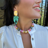 Green Petal Dangle Earrings