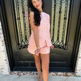 Danielle Embroidered Pink Gingham Set