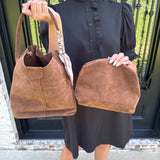 Suede Bucket Bag in Chocolate