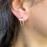 Nailhead Huggie Earrings in Gold