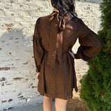 Daphne Bow Dress in Chocolate Brown