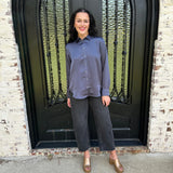 Spanx Better Than Silk Button Down Shirt in Earth Stone