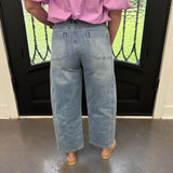 Tractr High Rise Barrel Crop in Indigo