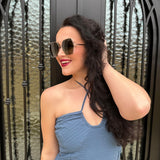 DIFF Donna IV Sunglasses in Brushed Champagne + Cool Matcha Gradient