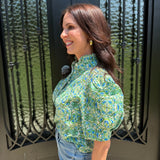 Greta Puff Sleeve in Green