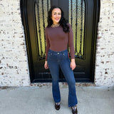 High Neck Longsleeve Bodysuit in French Roast