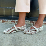 Dolce Vita Clair Woven Mary Jane Ballet Leather Flats in Ivory