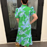 Cline Green & Blue Midi Dress
