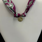 Scarf Necklace Round Pendant with Emerald Cut Diamond