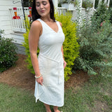 Madaket Embroidered Feather Midi Dress in White