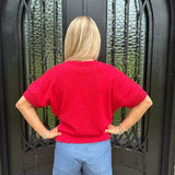 Star Shortsleeve Sweater in Red