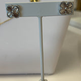 Solid Clover Pendant Stud Earring in Gold and Silver