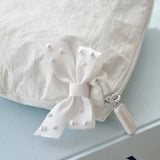 Essential Bow Zip Pouch in Ivory