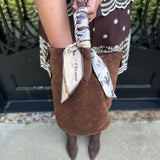 Mini Suede Bucket Bag in Brown