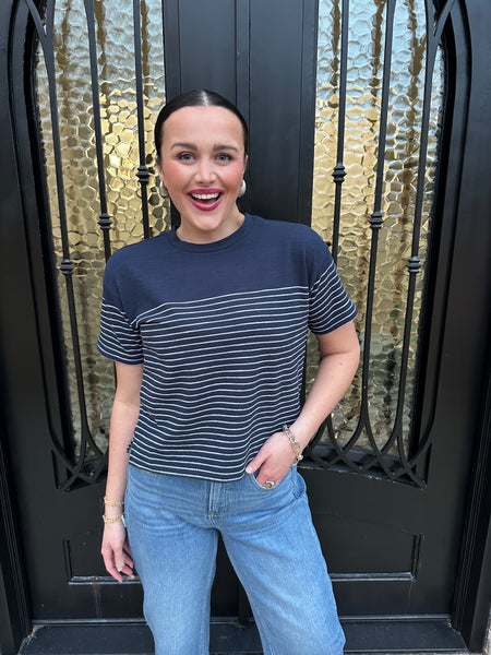 Z Supply Harbor Striped Shirt in Eclipse – Splurge Montgomery