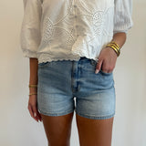 Trouble Maker Clean High Rise Short in Marina Vintage