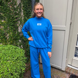 Lulu Mac Terry Cloth Pant in Bright Blue
