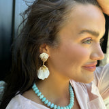 White & Gold Flower Petal Earrings