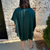 Aria Satin Cape Dress in Dark Teal