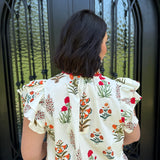 Mickie Floral Top in Cream