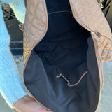 Quilted Weekender Bag in Beige