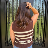 Dotty Stripe Vest in Brown/Ivory