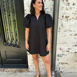 Laney Ruffle V-Neck Dress in Black