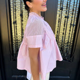 Tabi Mesh Top with Applique in Baby Pink