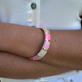 Pink Coated Gold Hinged Bangle Bracelet