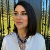 Scarf Necklace with Open Heart in Black