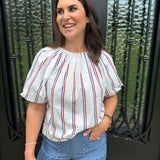 USA Stripe Top in White