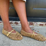 Dolce Vita Clair Woven Mary Jane Ballet Leather Flats in Gold