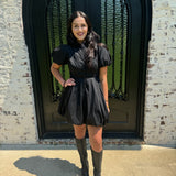 Ruthie Bubble Hem Shirt Dress in Black