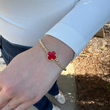 Single Color Clover Stretch Beaded Bracelet in Multiple Colors